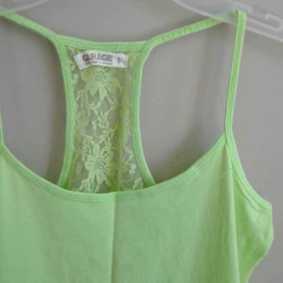 Garage Lime Green Lace Back Racerback Tank top - Picture 4 of 8